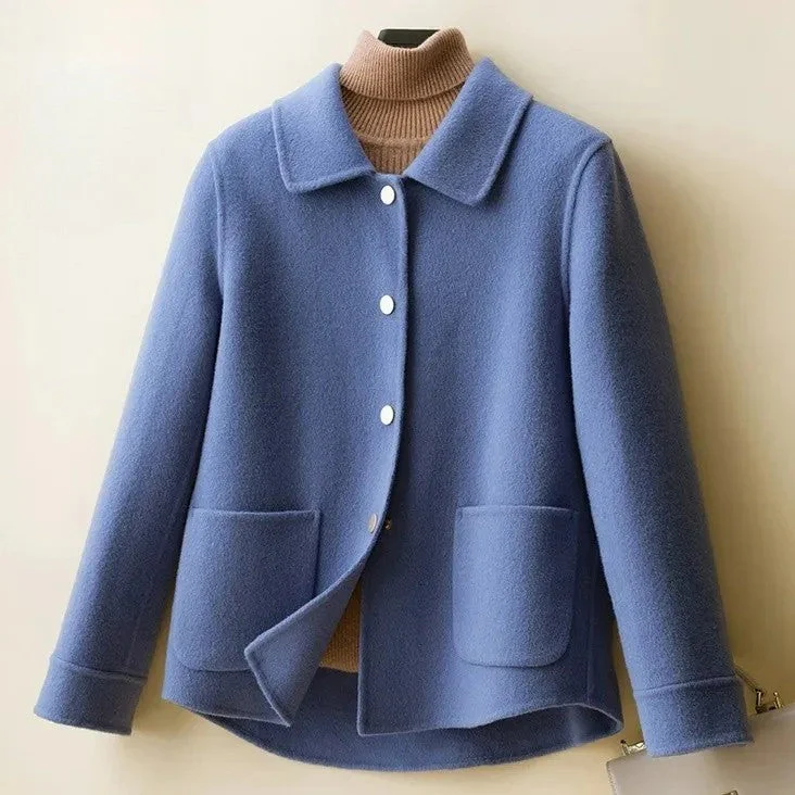 Isla Relaxed Fit Short Coat | Collared Button Front Coat - Image 2