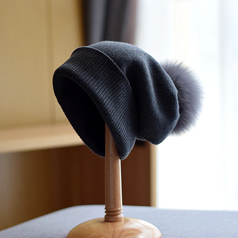 Isla Ribbed Pom-Pom Beanie | Close Fit Beanie - Image 2