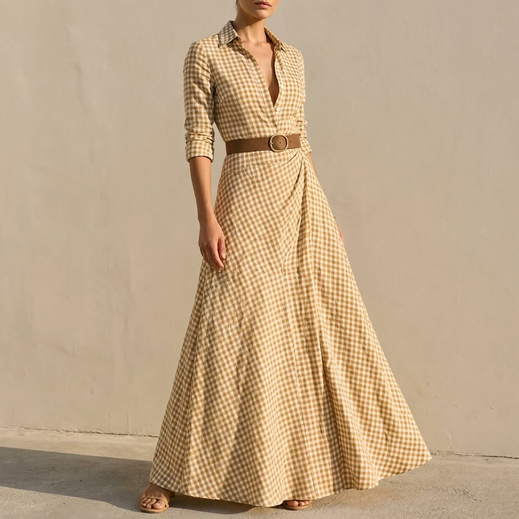 Isla Wrap Maxi Dress | Collared V-Neck Belted Maxi Dress
