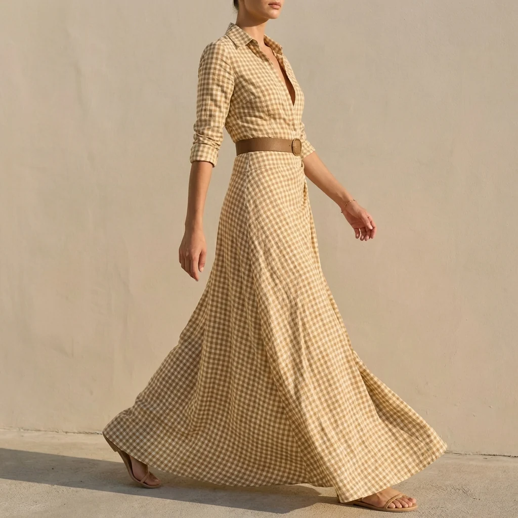 Isla Wrap Maxi Dress | Collared V-Neck Belted Maxi Dress - Image 3