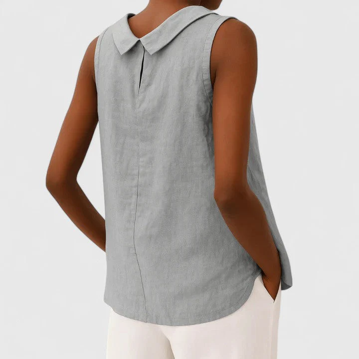 Ivy Relaxed Fit Sleeveless Top | Roll Collar Sleeveless Top - Image 7