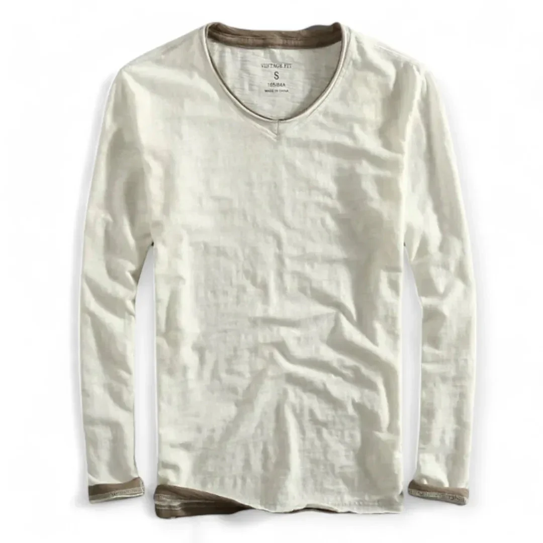 Jack Classic Fit Long Sleeve Shirt | V-Neck Contrasting Trim Shirt - Image 4