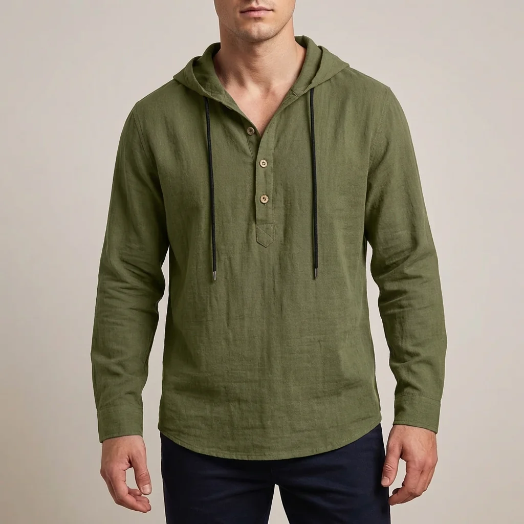 Jack Relaxed Fit Hoodie Shirt | Hooded Button Placket Shirt - Image 3