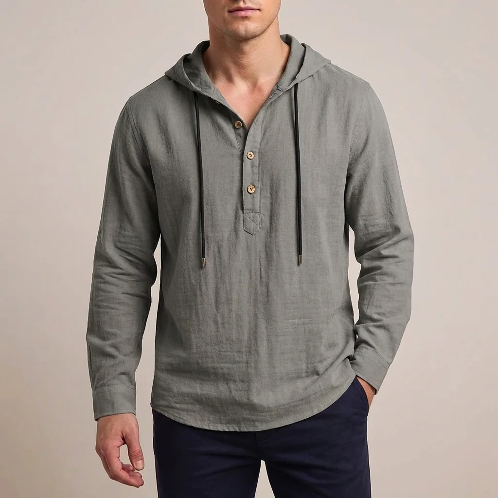 Jack Relaxed Fit Hoodie Shirt | Hooded Button Placket Shirt - Image 5