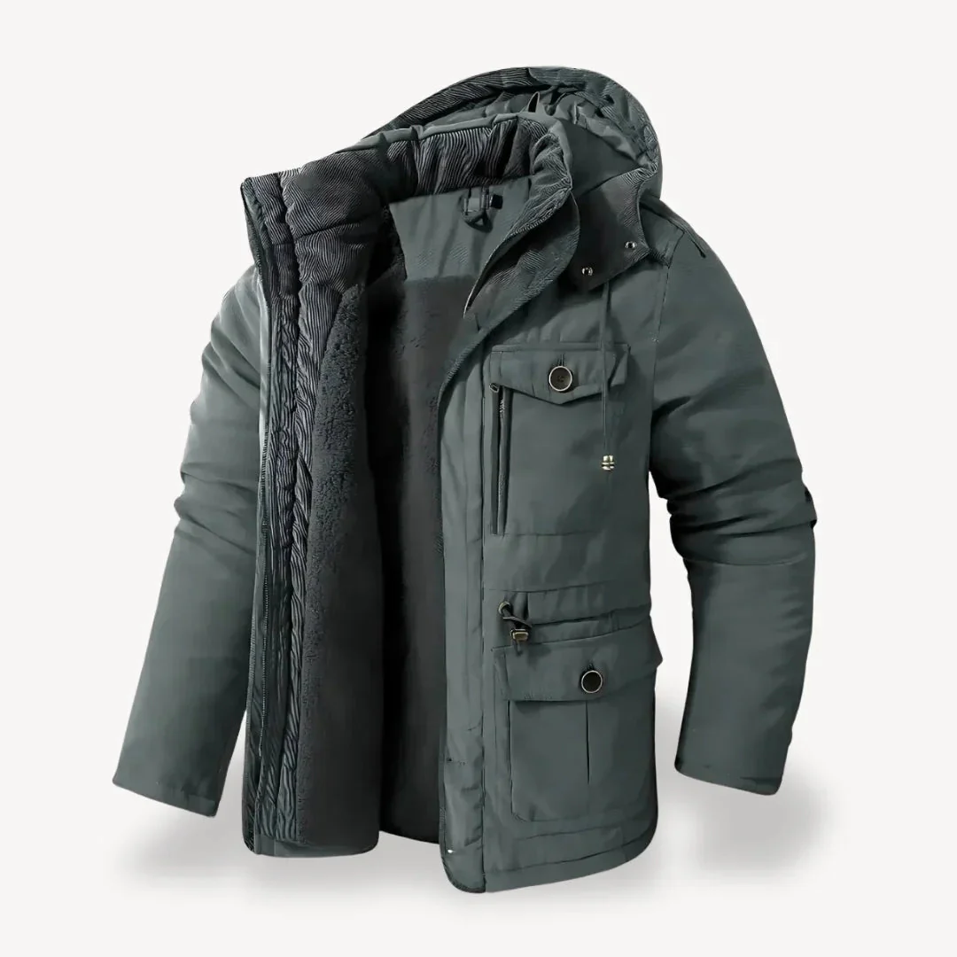Jack Relaxed Fit Winter Parka Jacket | Cargo Pockets Drawstring Waist Jacket - Image 3
