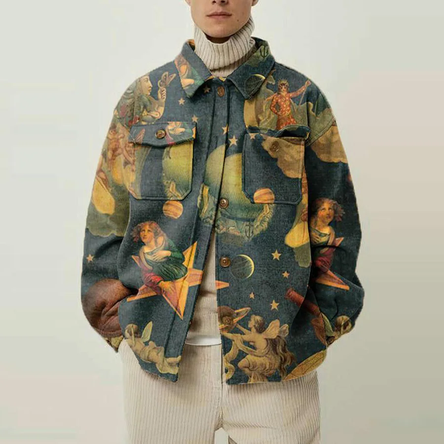 Jack Relaxed Fit Shirt Jacket | Collared Abstract 3D Printed Shirt Jacket - Image 4