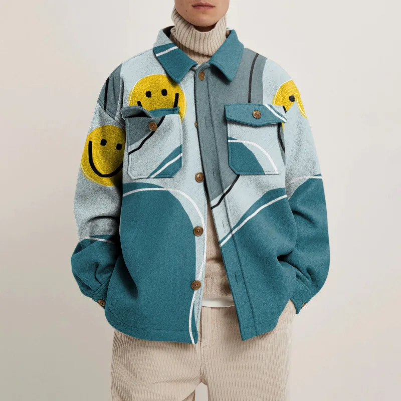 Jack Relaxed Fit Shirt Jacket | Collared Abstract 3D Printed Shirt Jacket - Image 5