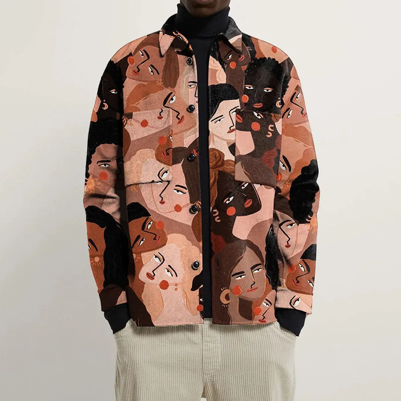 Jack Relaxed Fit Shirt Jacket | Collared Abstract 3D Printed Shirt Jacket - Image 8