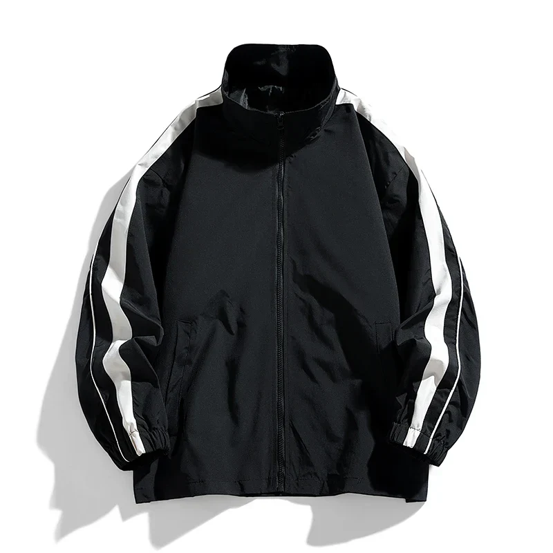 James Relaxed Fit Track Jacket | Striped Stand Collar Casual Track Jacket
