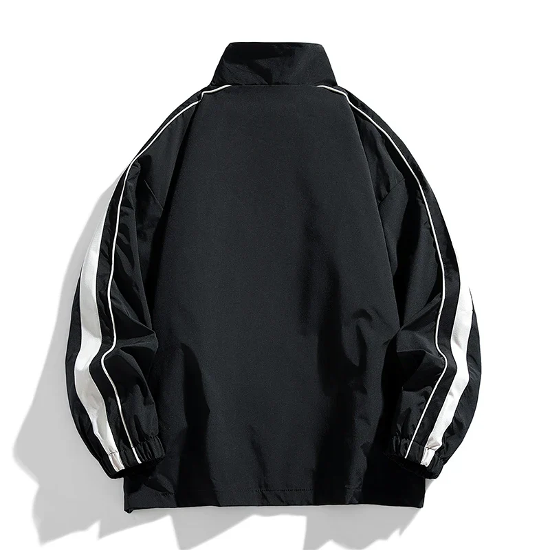 James Relaxed Fit Track Jacket | Striped Stand Collar Casual Track Jacket - Image 2