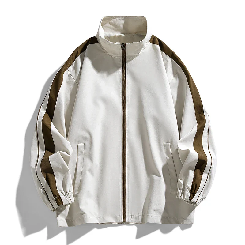 James Relaxed Fit Track Jacket | Striped Stand Collar Casual Track Jacket - Image 3