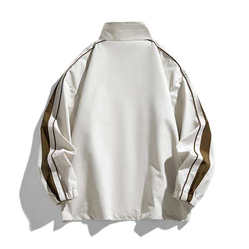James Relaxed Fit Track Jacket | Striped Stand Collar Casual Track Jacket - Image 4