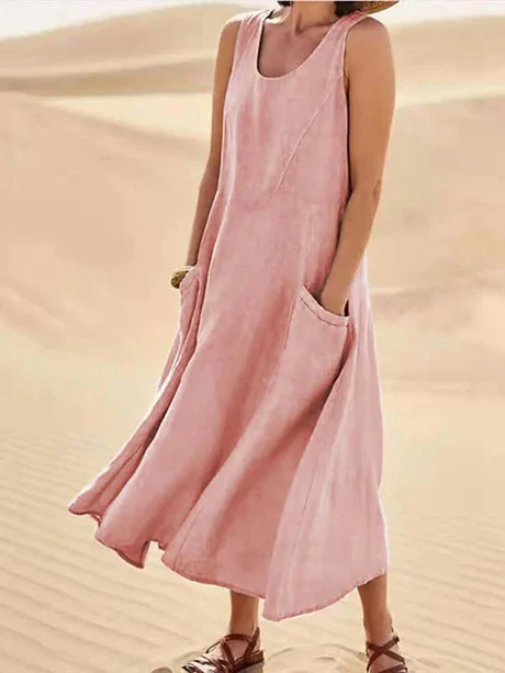 Josephine Dress | Sleeveless Cotton Linen Summer Dress - Image 3