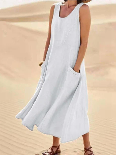 Josephine Dress | Sleeveless Cotton Linen Summer Dress - Image 6