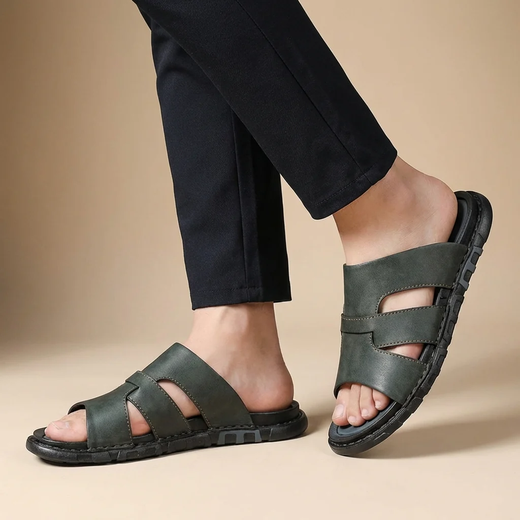 Joshua Orthopedic Slip-On Slide Sandals | Stitched Cut-Out Sandals - Image 5