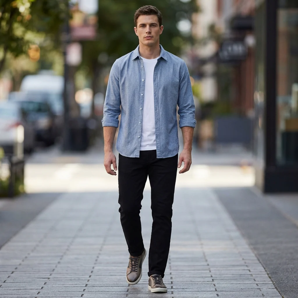 Joshua Relaxed Fit Button-Up Shirt | Collared Long Sleeve Shirt - Image 2