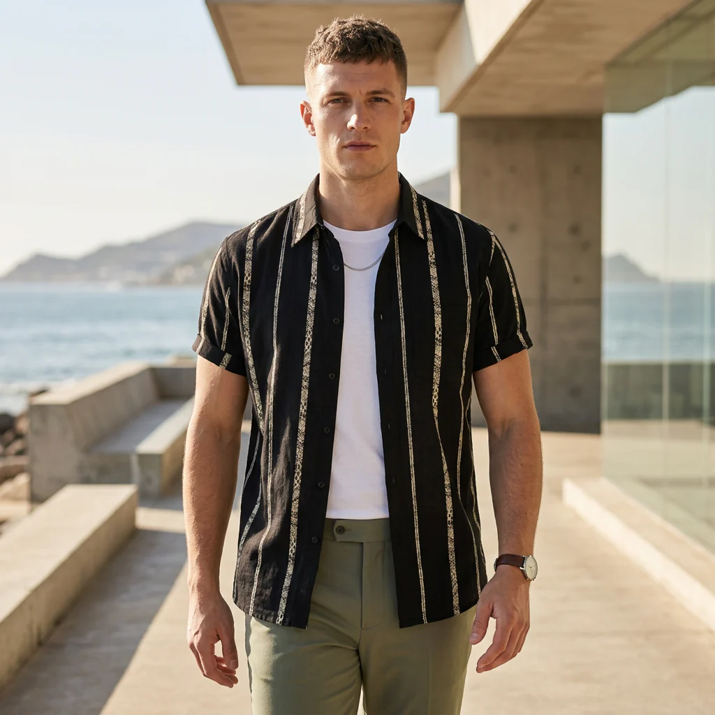 Joshua Relaxed Fit Button-Up Shirt | Striped Casual Shirt - Image 2