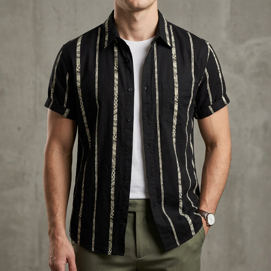 Joshua Relaxed Fit Button-Up Shirt | Striped Casual Shirt - Image 3
