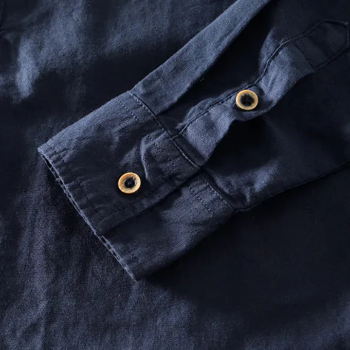 Joshua Relaxed Fit Henley Shirt | Band Collar Long Sleeve Shirt - Image 5