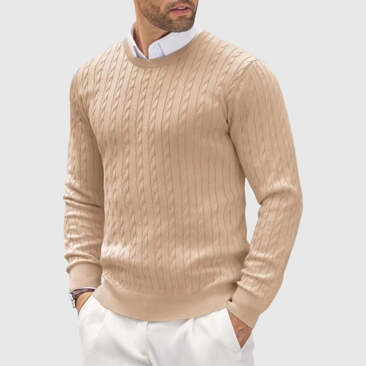 Joshua Slim Fit Knitted Sweater | Crewneck Long Sleeve Men’s Sweater - Image 4