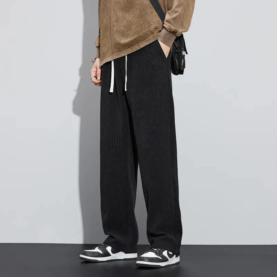 Leo Straight Fit Joggers | Ribbed Drawstring Waist Joggers - Image 3