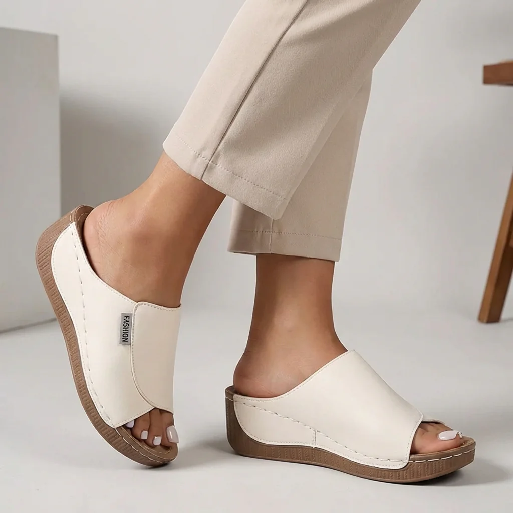 Liora Orthopedic Open-Toe Comfort Sandals | Supportive Slip-On Wedge Sandals