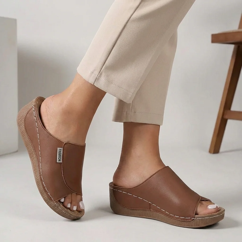 Liora Orthopedic Open-Toe Comfort Sandals | Supportive Slip-On Wedge Sandals - Image 4