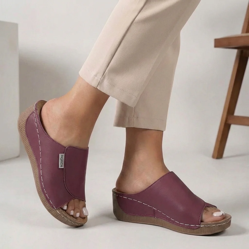 Liora Orthopedic Open-Toe Comfort Sandals | Supportive Slip-On Wedge Sandals - Image 6