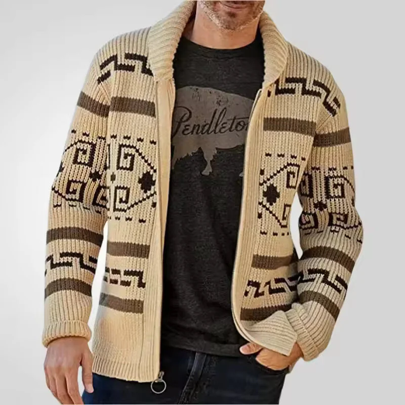 Men’s Cardigan – Normal Fit – Knitted – Zip Front – Rever Collar - Image 3