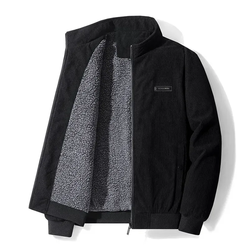 Men’s Jacket – Corduroy – Fleece Lined – Casual Fit – Zip Front – Standing Collar - Image 4