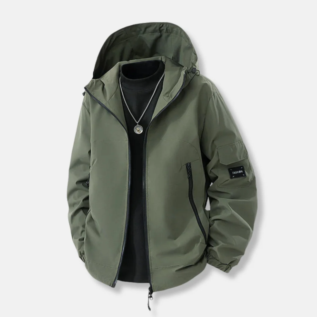 Men’s Jacket – Relaxed Fit – Hooded with Adjustable Hem – Zip Pockets – Wind Resistant - Image 3