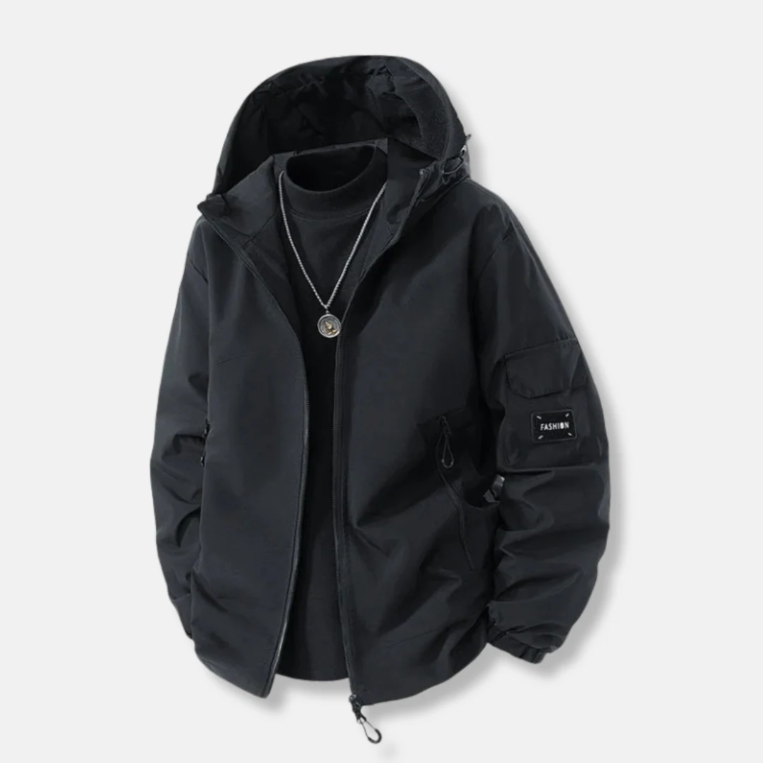 Men’s Jacket – Relaxed Fit – Hooded with Adjustable Hem – Zip Pockets – Wind Resistant - Image 4