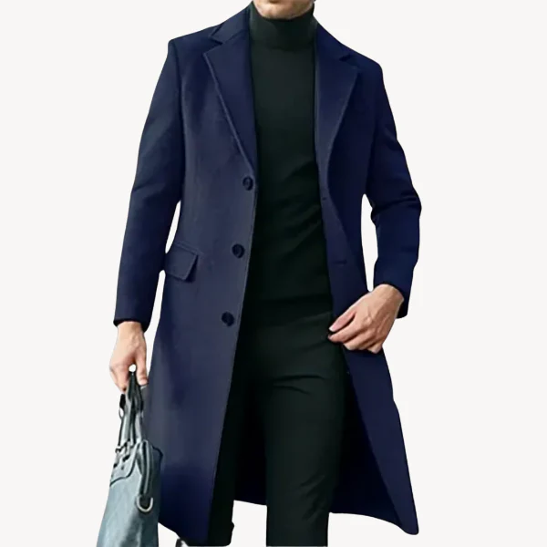 Men’s Overcoat – Wool Blend – Tailored Fit – Full Length – Classic Lapels – Formal Style - Image 4