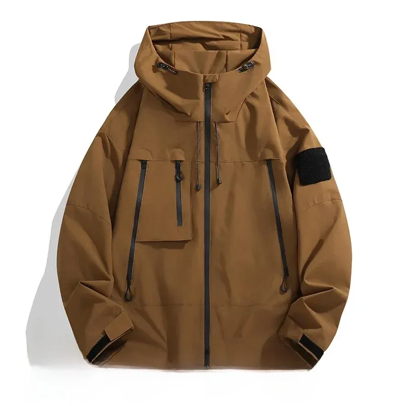 Men’s Oversized Jacket – Windproof – Hooded – Zip Pockets – Adjustable Cuffs - Image 3
