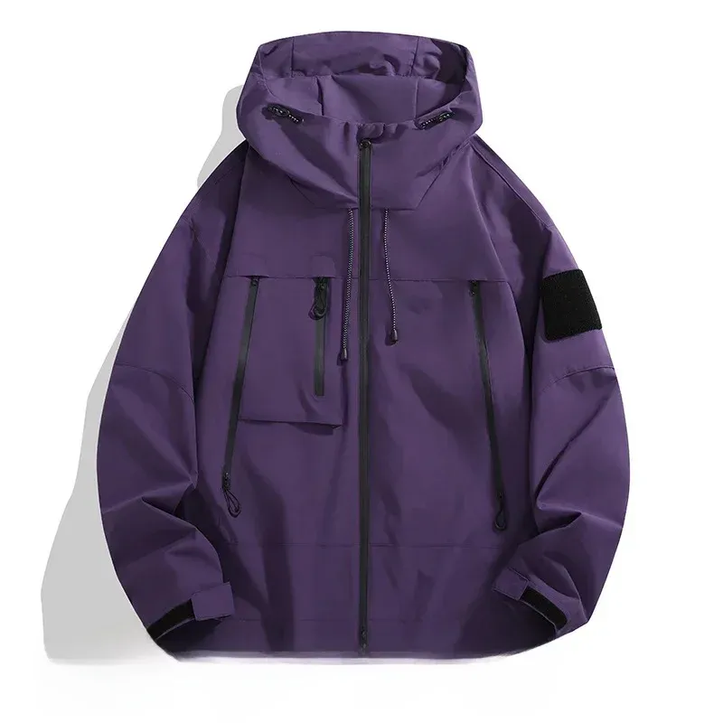 Men’s Oversized Jacket – Windproof – Hooded – Zip Pockets – Adjustable Cuffs - Image 4