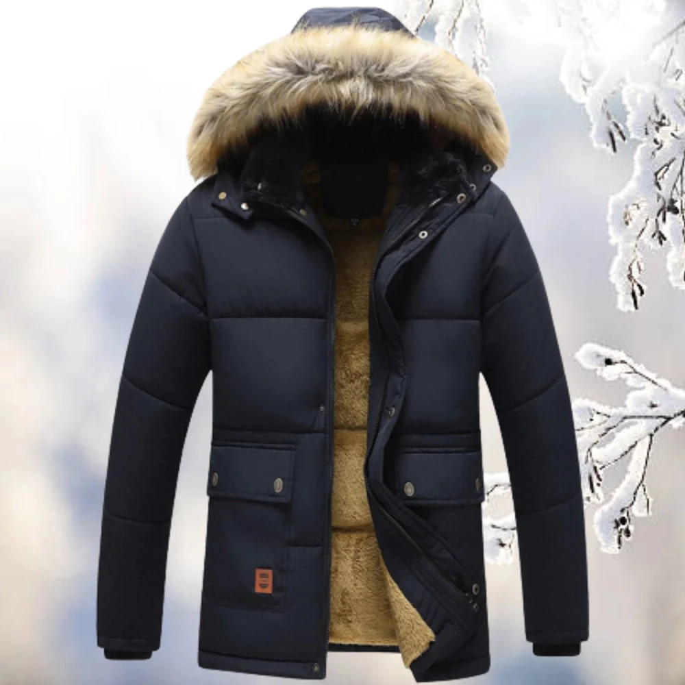 Men’s Parka Jacket – Relaxed Fit – Quilted Padding – Fleece Lined – Faux Fur Hood - Image 3