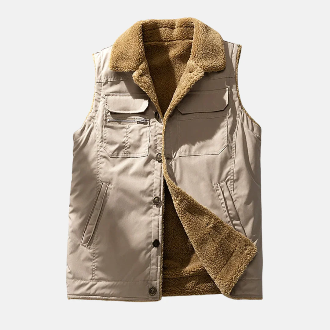 Men’s Utility Bodywarmer – Structured Fit – Sherpa Lined – High Collar – Multi Pocket - Image 2