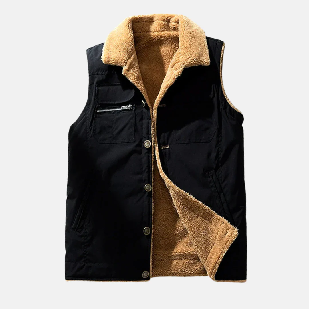 Men’s Utility Bodywarmer – Structured Fit – Sherpa Lined – High Collar – Multi Pocket - Image 3