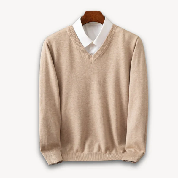 Men’s V-neck Sweater – Slim Fit – Wool Blend – Lightweight Breathable Casual Formal - Image 3