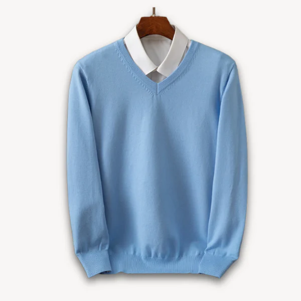Men’s V-neck Sweater – Slim Fit – Wool Blend – Lightweight Breathable Casual Formal - Image 4