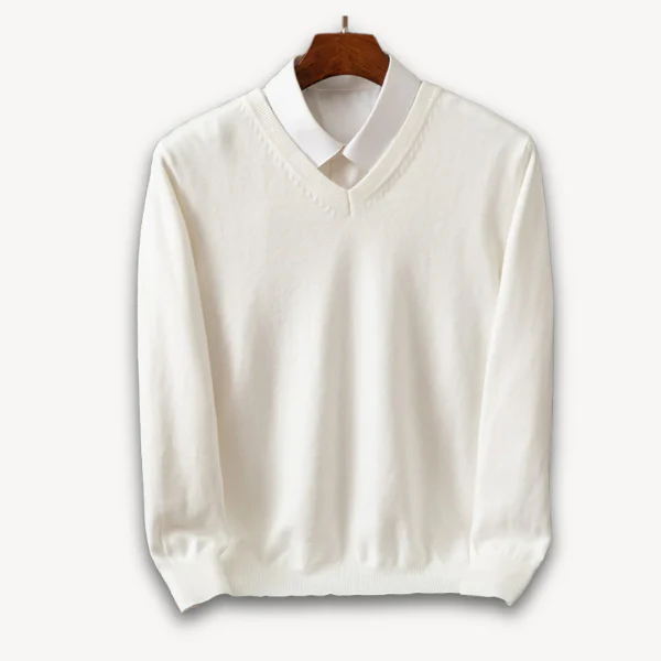 Men’s V-neck Sweater – Slim Fit – Wool Blend – Lightweight Breathable Casual Formal - Image 5