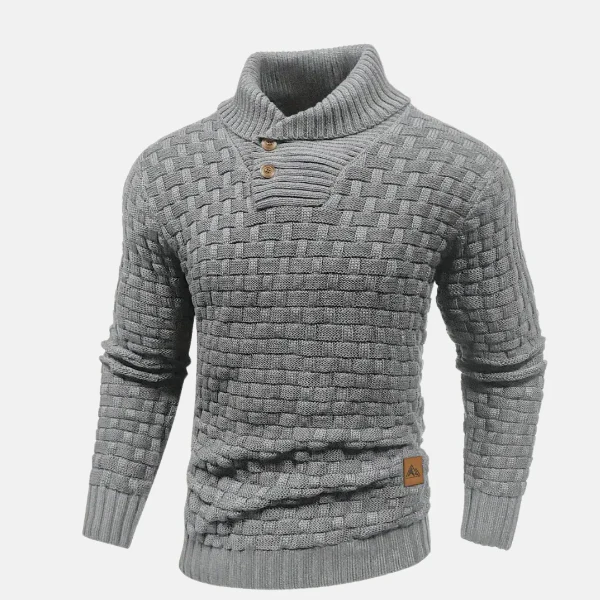 Men's Sweater β Wool Knit β Regular Fit β Shawl Collar β Button Neck β Long Sleeve - Image 3