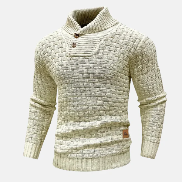 Men's Sweater β Wool Knit β Regular Fit β Shawl Collar β Button Neck β Long Sleeve - Image 4
