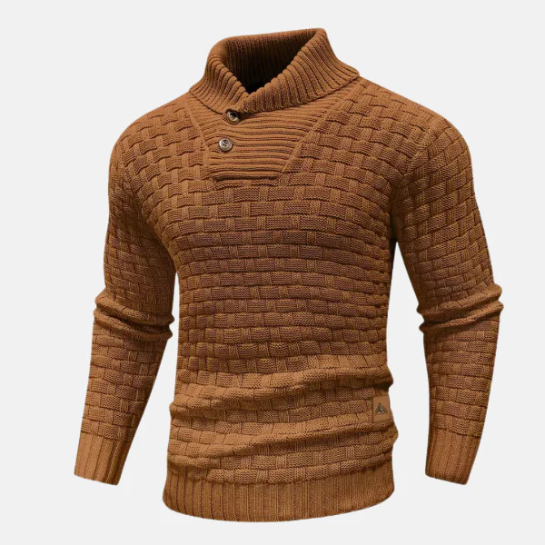 Men's Sweater β Wool Knit β Regular Fit β Shawl Collar β Button Neck β Long Sleeve - Image 5