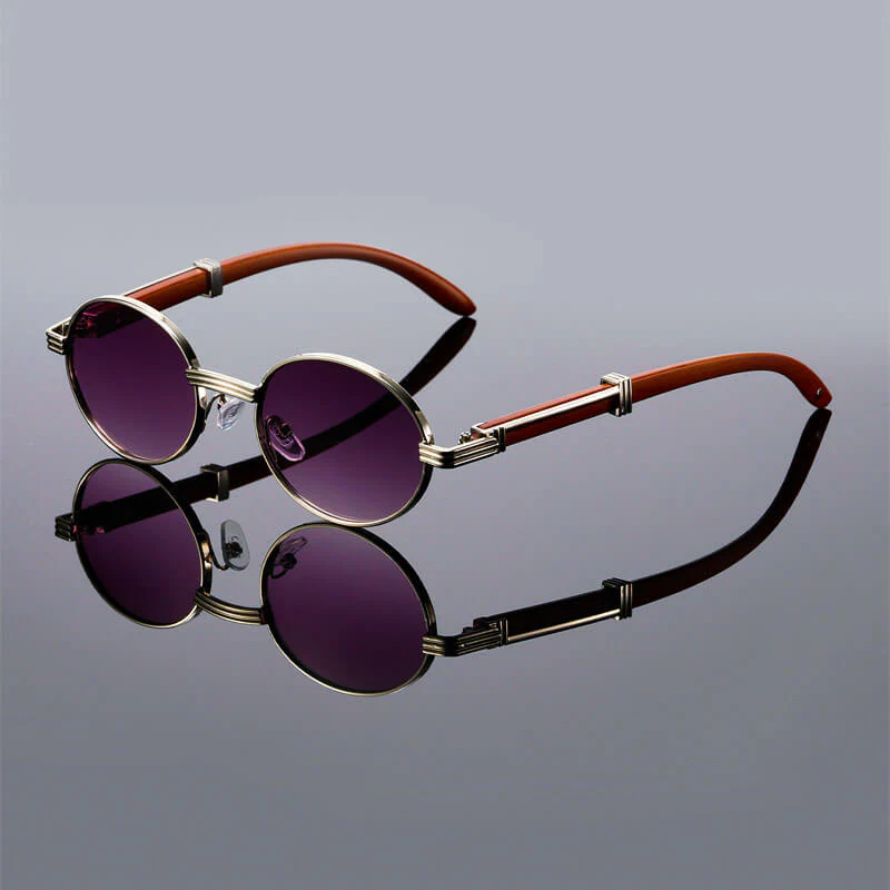 Metal Oval Sunglasses | Retro Style Reflective Lenses Sunglasses - Image 4