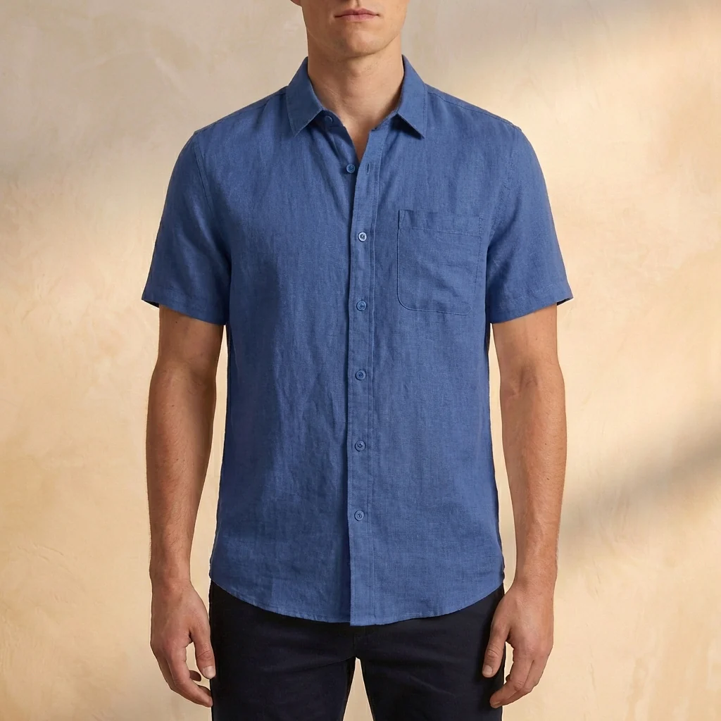Oliver Loose Fit Short Sleeve Shirt | Button Front Chest Pocket Shirt - Image 4