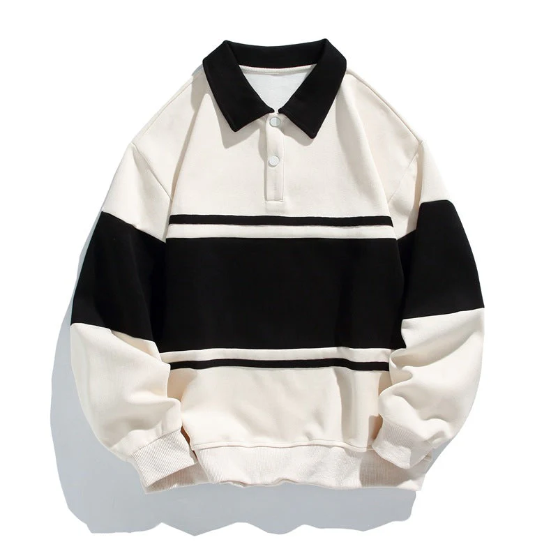 Oliver Oversized Polo Sweatshirt | Striped Collared Long Sleeve Sweatshirt - Image 3