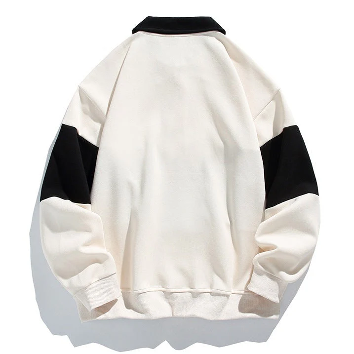 Oliver Oversized Polo Sweatshirt | Striped Collared Long Sleeve Sweatshirt - Image 4