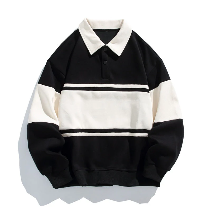 Oliver Oversized Polo Sweatshirt | Striped Collared Long Sleeve Sweatshirt - Image 5