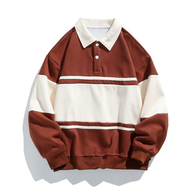 Oliver Oversized Polo Sweatshirt | Striped Collared Long Sleeve Sweatshirt - Image 7